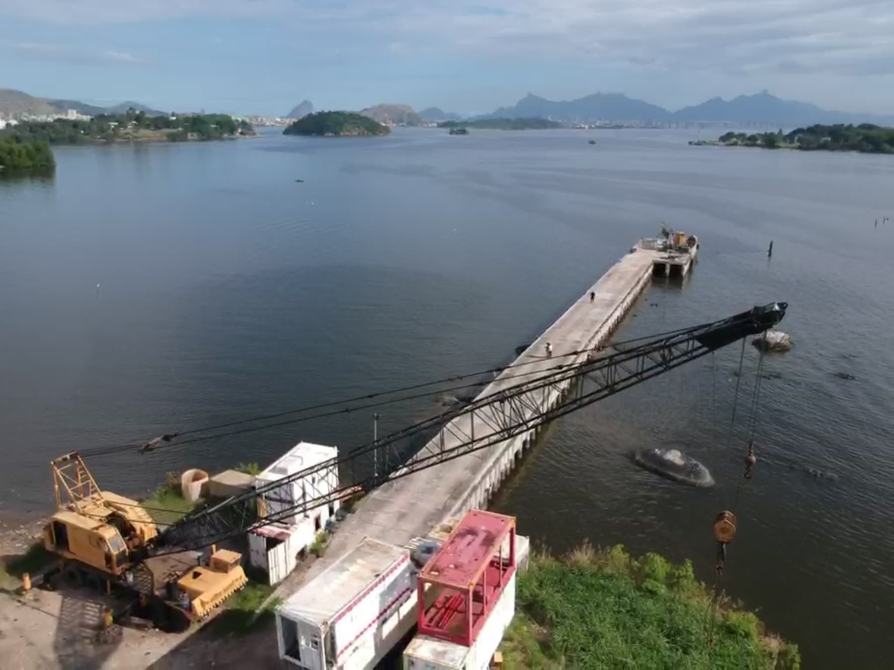 Aerial view of the quay and yard at GSR's Gradim facility, on Guanabara Bay